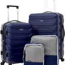 Wrangler 4 Piece Miami Luggage and Packing Cubes Set, Blue