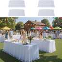 CO-AVE 4pack White Tulle Tablecloth for 6ft Rectangular Tables, 2-in-1 Elastic Stretch Spandex Cover with Tutu Ruffle Skirt, Wrinkle Free for Wedding, Birthday, Banquet, Buffet, Bridal Shower