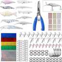 Blank Fishing Lure Making Kit 280PCS DIY Fishing Lure Kit Unpainted Swimbait Crankbaits Minnow Hard Lures Treble Hooks Fishing Pliers Eyes Stickers Make Your Own Fishing Lures