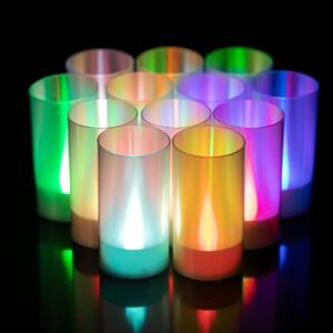 LANKER Flameless Candles with 6H Timer, Battery Operated LED Pillar Candles, D1.5 x H3 Inch, Romantic 7 Color Changing Light, Set of 12 (Color Changing)