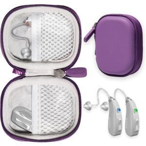 CaseSack Case for Hearing Aids compatible with EarCentic EasyCharge Rechargeable Hearing Aids also for Otofonix Elite/Encore, Banglijian, Britzgo, My Tone, LIGINN, Blaids, Lexie, Tweak (Purple)