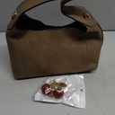 Small Hobo Bags for Women Cherry Shoulder Bag Purse Faux Leather Tote Handbag Trendy Chain Crossbody Bag (Dark Khaki)