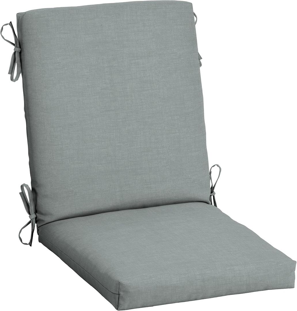 Arden Outdoor Patio Dining Chair Cushion, 20x44, Rain-Proof Seat Pad, Fade-Resistant Outdoor Cushion Stone Grey Leala, 2 Pieces