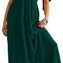 Kikibell Women Summer Dresses Sexy V-Neck Maxi Dress Tiered Silhouette with Flutter Sleeve Backless Elastic Waist Flowy Dress 2XL