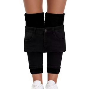 Women's Fleece Lined Jeans Skinny High Waisted Winter Thick Fleece Warm Stretch Fleece Lining Women Jeans Pants (8, #1_black(thermal Fleece))