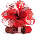 Christmas Tree Topper Bow - Bow: 11" sq. - Tails: 3 Yards Long Each - Red Snowflake