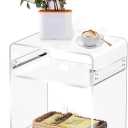 Clear Acrylic End Table,Acrylic Side Table 3-Tier Bedside nightstand for Living Room, Bedroom, Home Decor with Storage Shelf