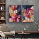 Colorful Abstract Wall Art Decor Modern Flower Canvas Wall Art Abstract Flower Pictures Painting Modern Colorful Artwork Posters Abstract Prints for Living Room Bedroom 24x36 Inch Unframed Set of 2
