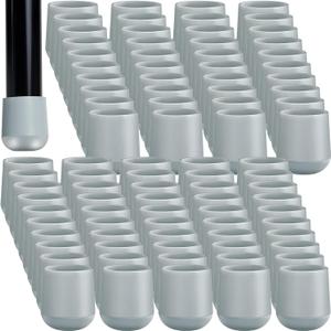 Taiyin 144 Pcs Folding Chair Leg Caps, 7/8 Inch Heavy Duty Plastic Round Chair Covers, Grey Furniture Leg Feet for Hardwood Floor Protectors