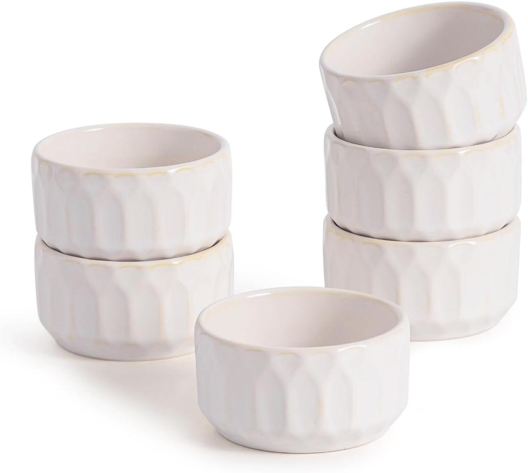 Ramekin Dish Set of 6, 4 OZ Ramekin for Creme Brulee, Lava Cake, Pudding, Souffle, Dishwasher and Oven Safe, Porcelain Ramekins for Baking, Thanksgiving Christmas Gift for Mother Father Women Men