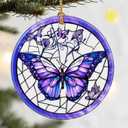 3 x Christmas Ornaments, Dodosky 2.8in Ceramic Butterfly Ornament, Xmas Decor, Christmas Tree Ornaments, Xmas Decorations for Tree, Holiday Ornament, Gifts for Butterfly Lovers, Gifts for Women, Mom