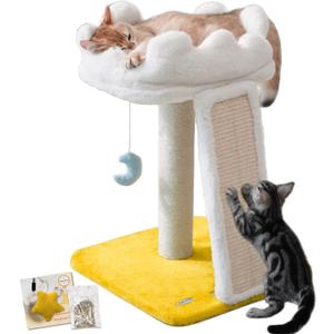 Happi N Pets New Cloud Cat Tree Tower, Cat Scratching Post with Bed, Small Cat Tree, Compact Cat Tower with Scratching Pad & Cloud Soft Perch & Cute Toys, Extra Toy, Bonus Catnip