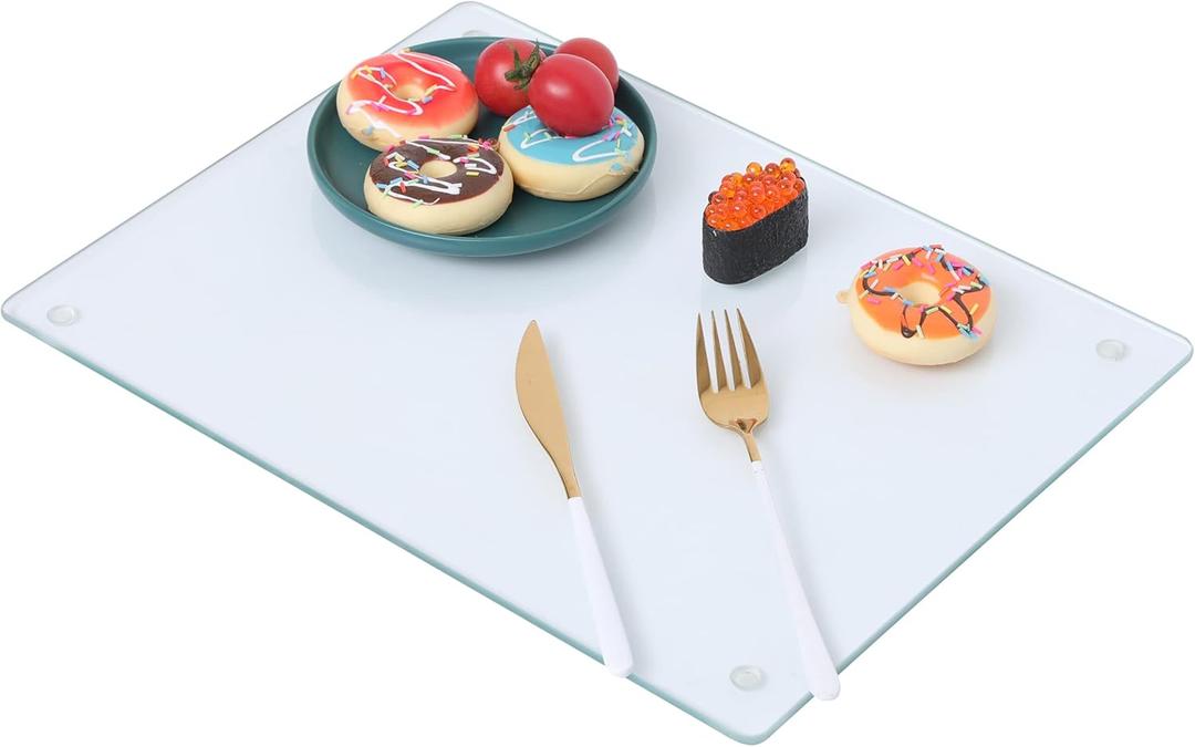 Murrey Home Glass Cutting Board for Kitchen Counter, Tempered Glass Chopping Boards Dishwasher Safe, Small Clear Countertop Tray, Scratch Resistant, Heat Resistant, Non Toxic, Clear, 24"x18" (23.6"L x 17.7"W)