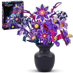 Gothic Flowers Bouquet Building Set for Adults, Gift for Mothers Day, Flower Bouquet Compatible with Lego Flowers Botanical Collection for Women Girl Birthday Valentine Day Home Office Decor