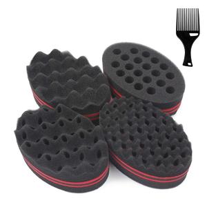5 Pcs Curl Brush Set - Magic Twist Brush, Sponge Hair Pick for Men and Women (Blend) (Red)