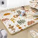 Baby Play Mats for Floor, 71”x59” Upgraded Thickness & Larger Super Soft Playmat for Babies and Toddlers, Foldable Washable, Upgrade Anti-Slip Crawling Mat for Playpen(Boho Nature)