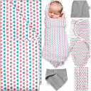 Ocean Drop Designs Receiving Blankets Baby Girl - 5pc Swaddles for Newborns - Includes Blanket, Hat, Bib, Burp Cloth & Swaddle