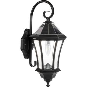 Gama Sonic Victorian Solar Wall Light, Outdoor Solar Lamp, Cast Aluminum Sconce, 150 Lumens Warm White LED, Black (94BM50010)