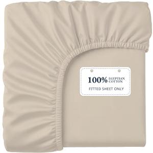 Lane Linen 1000TC 100% Egyptian Cotton Full Bed Fitted Sheet, Ultra Soft | Sateen-Smooth & Soft - Soft Hotel Quality That Softens With Every Wash - Luxury Bottom Sheet - Easy Care & Durable - Ivory