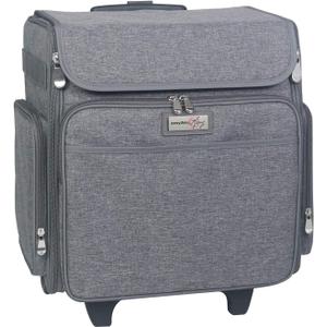 Everything Mary Rolling Scrapbook Tote Heather Craft Bag with Wheels Organizer Case for Scrapbooking, Papercraft, Art Supplies & Portable Craft Storage, 15.5" x 9" x 17"