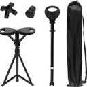 XXL Portable Walking Cane with Seat, Adjustable 34"-37" Foldable Lightweight Aluminum Anti-Slip Walking Stick for Men & Women, 550 Lbs Cane with Chair for Travel Hiking with Carry Bag