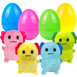 Holydeck 4 Pcs Jumbo Axolotl Plush Toys with Easter Goodie Bags Plushies Playset Basket Fillers Toys for Kids Girls Boys Easter Basket Stuffers Party Favors Gifts