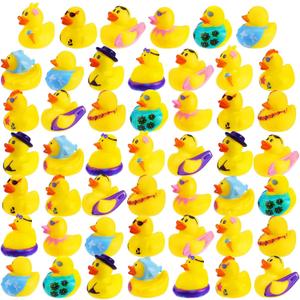 48 Pcs Summer Beach Rubber Ducks Mini Floating Bath Toys Squeaky Duckies for Baby Shower, Birthday Party Favors, Pool & Bathtub - Summer Beach Theme Fun Decoration
