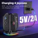 4-in-1 Charging Dock for Switch 2 Joycons, Fast Charger Dock Stand for Nintendo Switch 2 2025 Joycons,RGB Lighting &Type-C Fast Charging (Black)