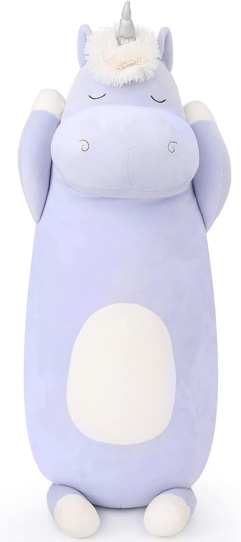 MorisMos 24" Unicorn Body Pillow, Soft Plush Toy for Kids & Adults, Blue (23.6in)