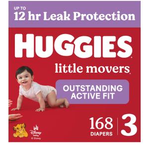 Huggies Size 3 Diapers, Little Movers Baby Diapers, Size 3 (16-28 lbs), 168 Count (6 Packs of 28)