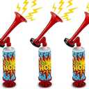 ArtCreativity Mini Air Horn Pump Noise Makers, 10-Inch Airhorn Noisemakers for Sporting Events, Set of 3 Blow Horns for Safety, Celebrations, Birthday Party Favors and Goodie Bag Stuffers for Kids