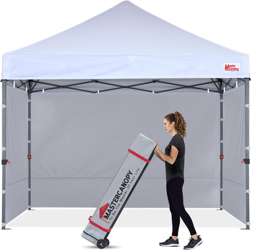 MASTERCANOPY Heavy Duty Pop-up Canopy Tent with Sidewalls (10x10,White)