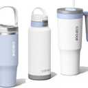 CAROTE 3-Pack Insulated Stainless Steel Water Bottles with Upgraded Leakproof Tech, Car Holder Fit & Scratch-Resistant, 32/32/40 oz Travel Straw Tumblers Set for Home/Car/Outdoor (Blue)