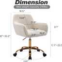 KCC Faux Fur Office Desk Chair, Comfy Swivel Armchair with Wheels, Upholstered Fuzzy Vanity Chair, Adjustable Height, White