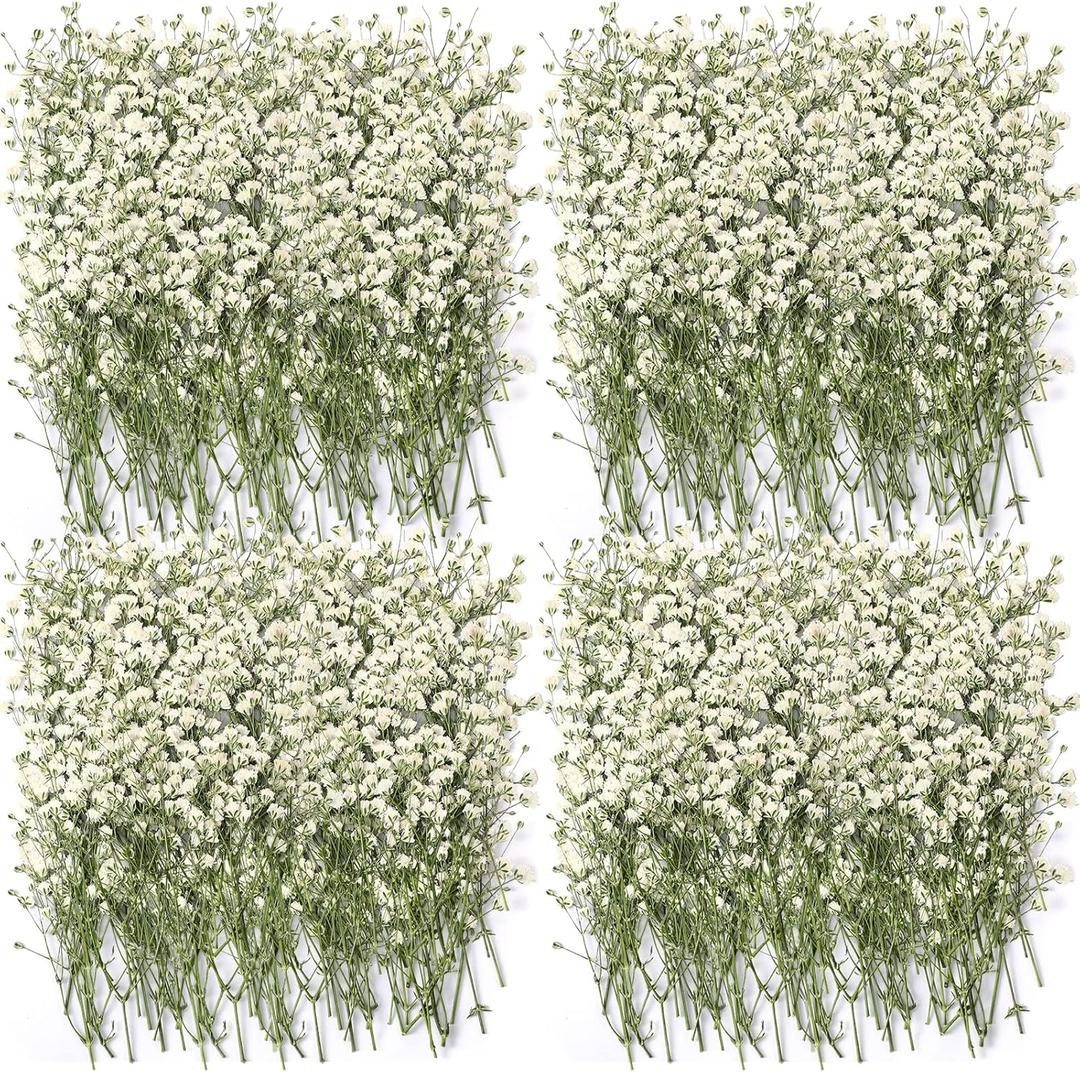 Lasnten 200 Pcs Mini Dried Babys Breath Pressed White Flowers Bulk Real Natural Flat Gypsophila Baby's Breath for Wedding Invitations Card Making Bookmark Candle Resin Art Craft DIY Home Party Decor