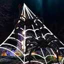 ArtCreativity Giant Spider Halloween Decorations, Includes Two 24" Spiders and a 16.4' Spider Web, Outdoor Spider Web Decoration with 2 Giant Spiders, Outdoor Halloween Decorations for Haunted House