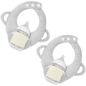 YURRLFUA 2 Pack Baby Bottle Holder, Nursing Pillow for Breastfeeding, Infant Bottle Holder, Twin Baby Feeding Pillow, Infant Bottle Propper with Adjustable Waist Strap, Newborn Essentials（Gray）