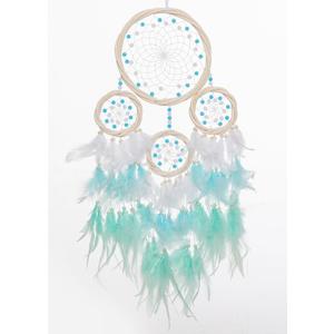 Large Rattan Dream Catchers - Light Blue Rooster Feather with Luxury Pearl, Multiring, Handmade Dreamcatcher for Bedroom, Dream Catcher for Girls, Dream Catchers for Boys, Dream Catcher Wall Decor (Light Blue)