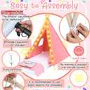 Windyun 4 Pack Kids Teepee Tent for Slumber Party with Mattress and Lights, Sleepover Tents for Girls Boys Indoor Outdoor Cotton Teepee with Airbed Tray Blanket Birthday Party Supplies(Pink), Height: 1.6 m, Width: 1.2 m