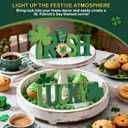 3 x St Patrick's Day Table Decorations 2 Pcs Wooden Shamrock Gnome Lucky Sign Centerpieces for Table Tiered Tray Decor, Green Irish Leprechaun Themed Decor for Saint Patty's Party Home Farmhouse