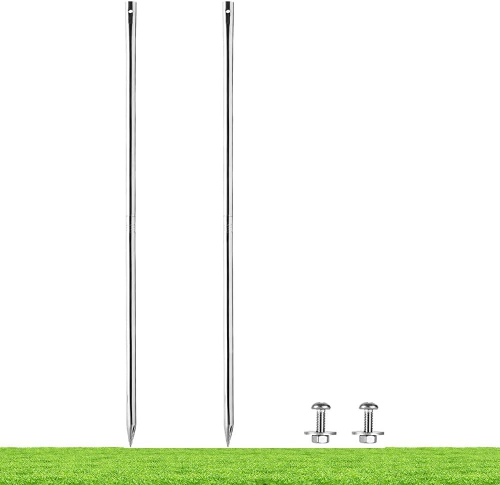 Kichwit 27.6/2.3ft Metal Stakes for Yard Signs, 5/8 Inch Thick, Stainless Steel, Hardware Included