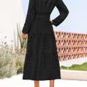 ZESICA Boho Fall Maxi Dresses for Women 2025 Dressy Casual Long Sleeve Swiss Dot Tiered Flowy Swing Wedding Guest Long Dress (Black, M)