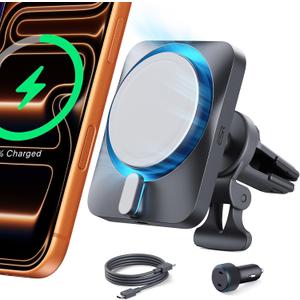 ESR for 15W MagSafe Car Mount Charger with CryoBoost, Made for Apple-Certified, for MagSafe Car Mount, Magnetic Wireless Car Charger for iPhone 17/16/15/14/13/12, Fast Charging, Phone-Cooling Charger