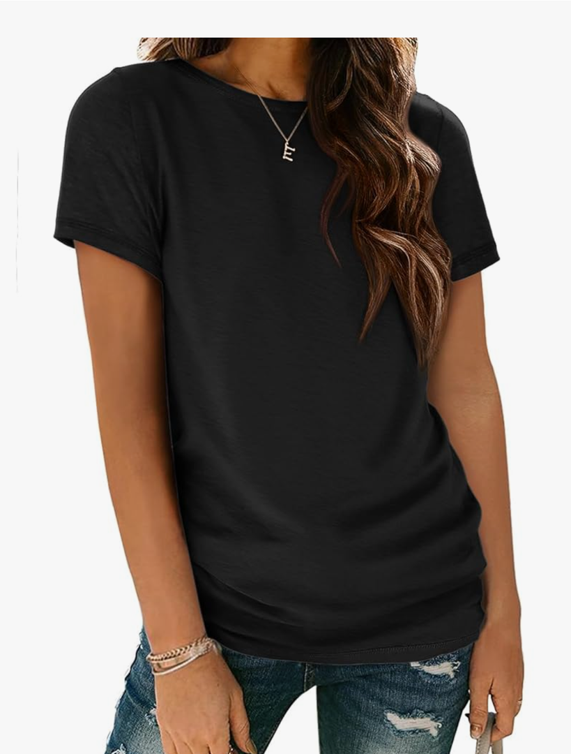 ATHMILE Womens T Shirt Summer Tops Short Sleeve Fashion School Teachers Clothes 2025 Spring Beach Vacation Trendy Black, XXL
