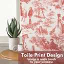 DriftAway Kitchen Curtains Toile Tier Linen Short Curtains Cafe 36 Inch Length for Living Room Bathroom Farmhouse French Country Vintage Printed Pattern Rod Pocket 2 Panels Red