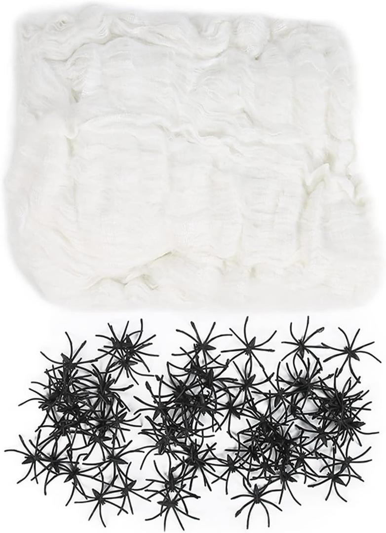 Halloween Spider Web Decorations, 800 Square Feet Elastic Spider Web with 60 Fake Spider, Halloween Spider Web Decor for Indoors and Outdoors