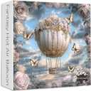Hot Air Balloon Puzzle 1000 Pieces, PICKFORU Fantasy Butterfly Rose Flower Jigsaw Puzzle, Impossible Unique Nature Art Theme, Challenging for Adults