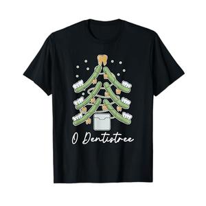 Cute Funny O Dentistree Teeth Brush Christmas Tree Dental T-Shirt Size L