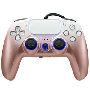 NBCP Wired PS5 Controller, Turbo, Hall-Effect Triggers, Dual Vibration, 6-Axis Gyro, 10ft Cable Gamepad Compatible with PS5/PS4/PC/Steam  Rose Gold Color