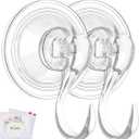 VIS'V Wreath Hanger, Large Suction Cup Wreath Hooks with Wipes, Heavy Duty, 22 LB Capacity, Removable and Reusable, Clear, 6 Pcs